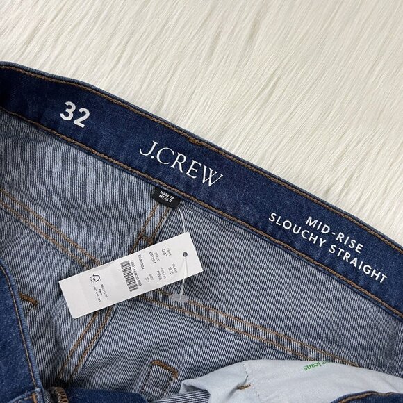 J. Crew Size 32 Primerose Wash Mid Rise Slouchy Straight Dad Denim Jeans BP294 - Picture 6 of 10